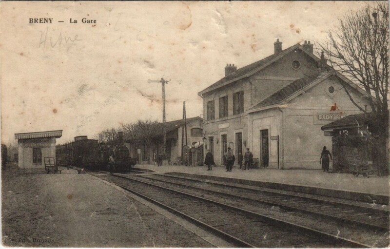 Carte postale ancienne Breny La Gare à Breny