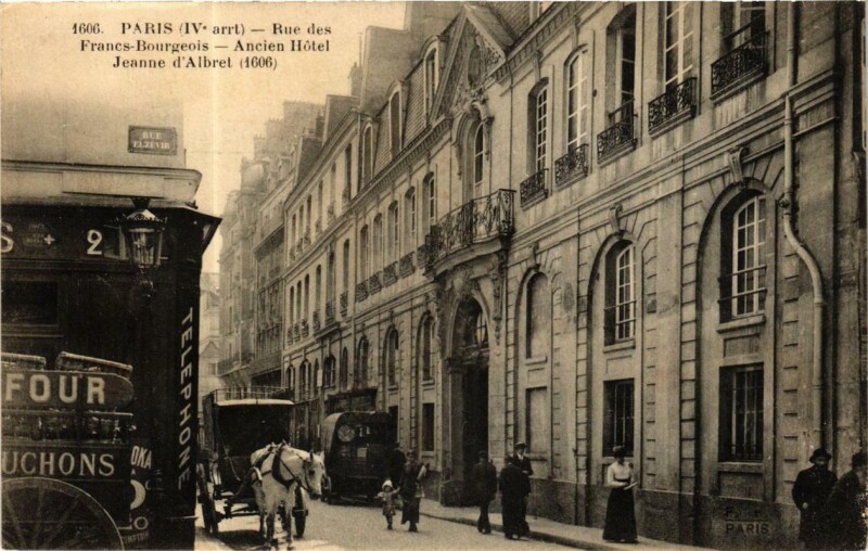 Carte postale ancienne Paris 4e Rue des Francs-Bourgeois, Ancien Hotel F. Fleury à Paris 4e