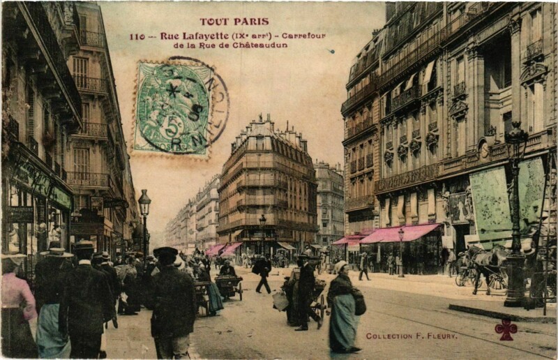 Carte postale ancienne Tout Paris 9e 110 Rue Lafayette. Rue de Chateaudun F. Fleury à Paris 9e