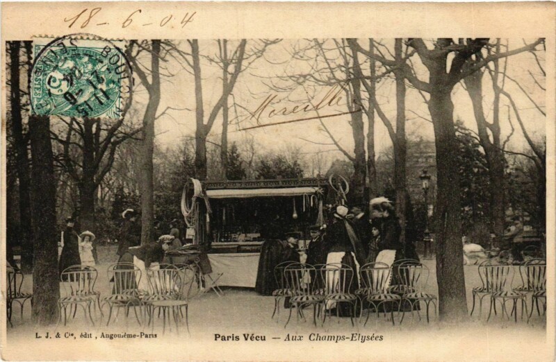 Carte postale ancienne Paris Vecu. Aux Champs-Elysees.