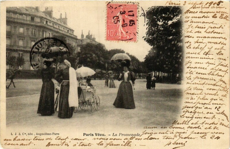 Carte postale ancienne Paris Vecu. La Promenade