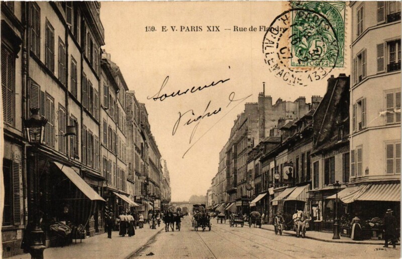 Carte postale ancienne Rue de Flandre à Paris 19e