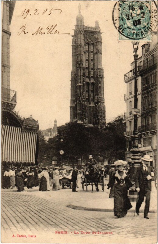 Carte postale ancienne Paris 1e Tour Saint-Jacques à Paris 1er