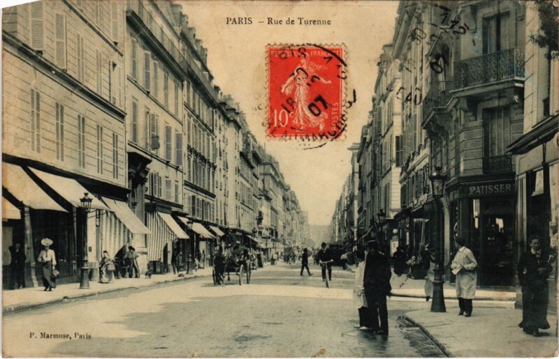 Carte postale ancienne Paris 3e Rue de Turenne P. Marmuse à Paris 3e