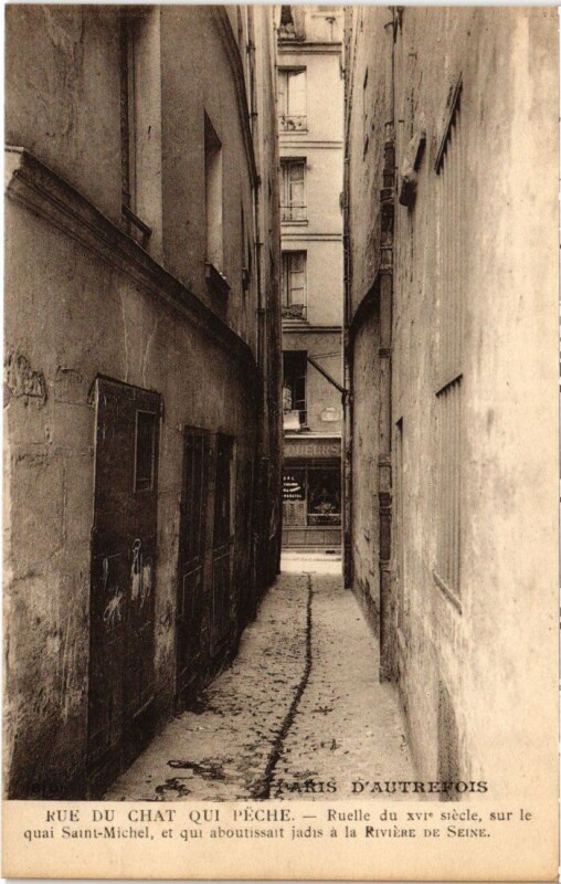 Carte postale ancienne Paris 5e Rue du Chat qui Peche à Paris 5e
