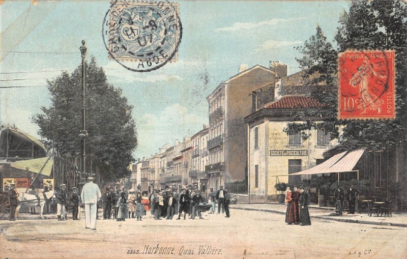 Carte postale ancienne Narbonne Quai Valliere à Narbonne