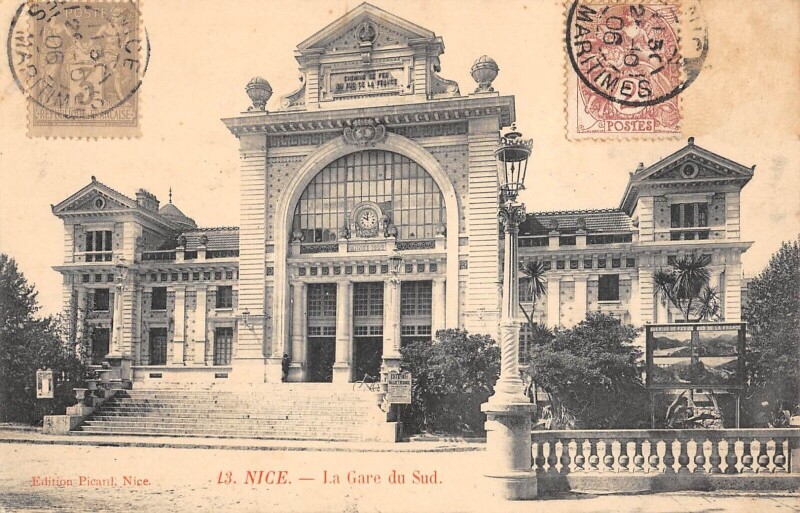 Carte postale ancienne Nice La Gare Du Sud