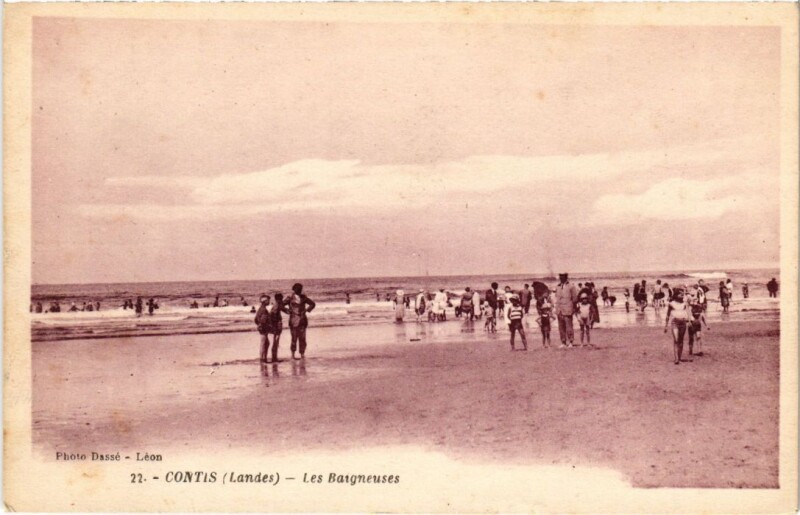 Carte postale ancienne Contis Les Baigneuses France