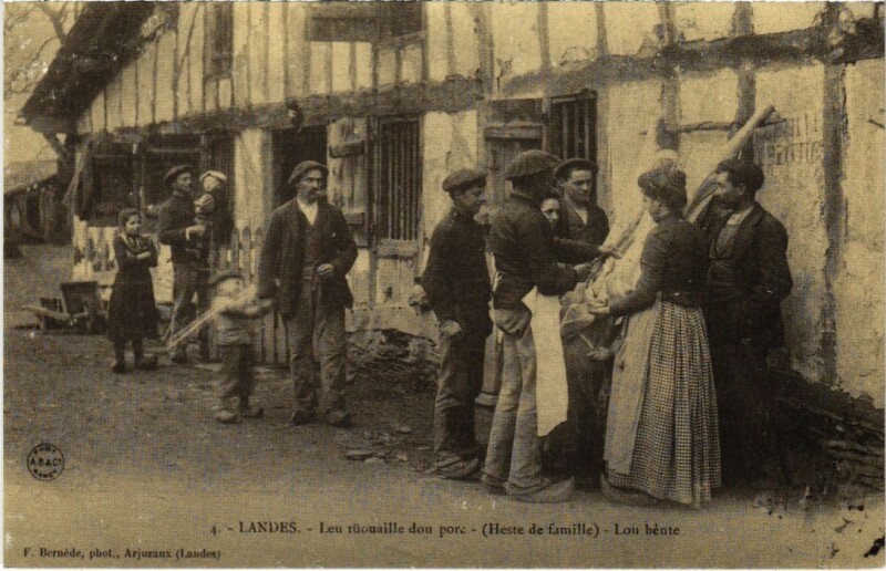 Carte postale ancienne Landes Leu tuouaille dou porc-Lou bente France