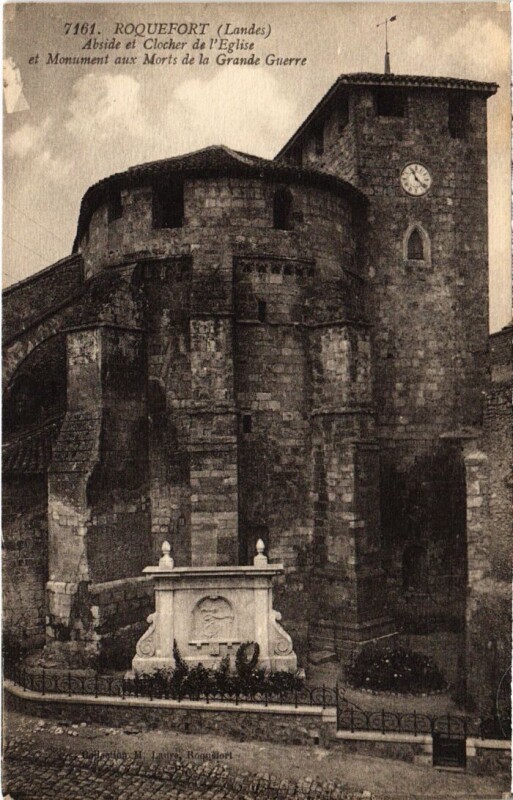 Carte postale ancienne Roquefort Abside et Clocher de l'Eglise France à Roquefort