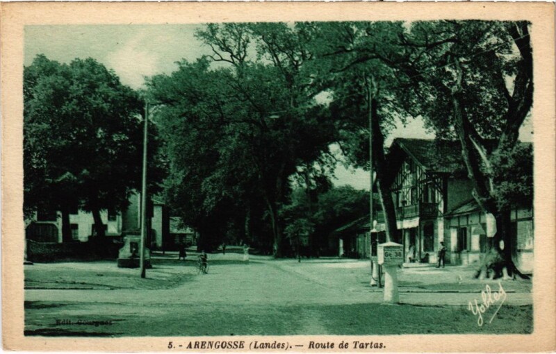 Carte postale ancienne Arengosse Route de Tartas France à Arengosse