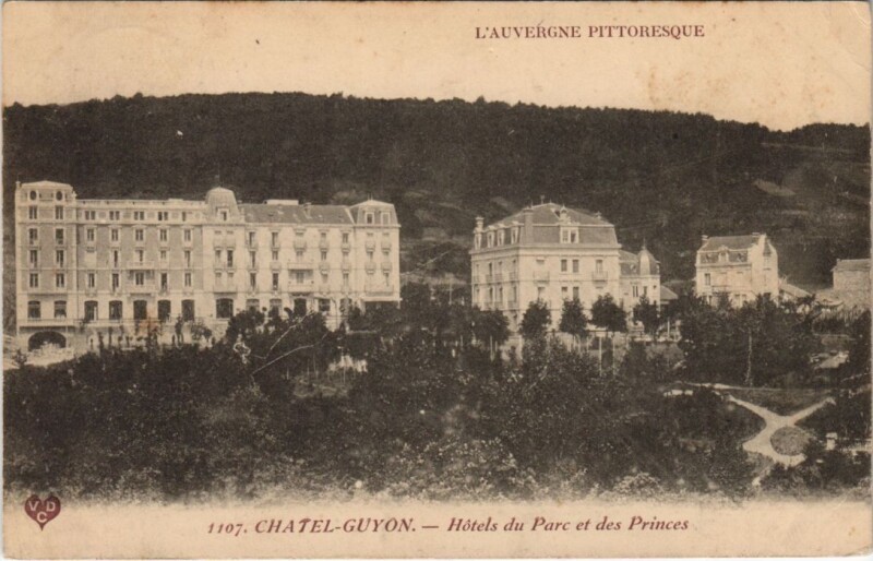 Carte postale ancienne Chatel Guyon Hotels du Parc et des Princes