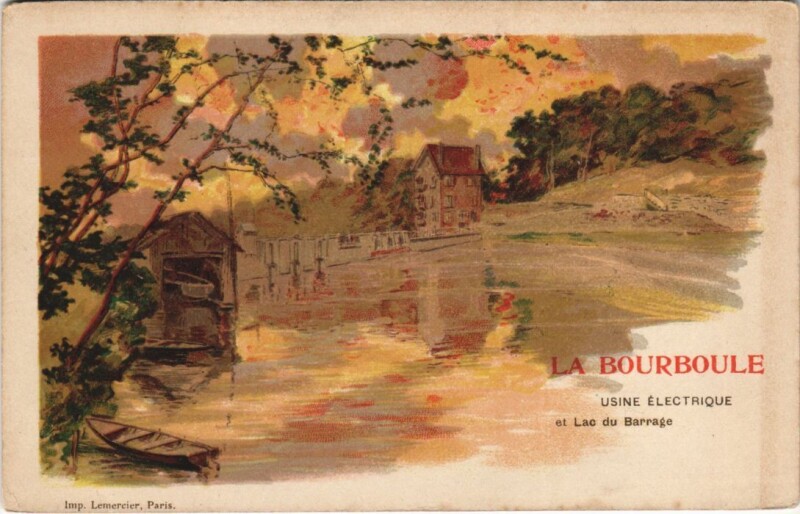 Carte postale ancienne La Bourboule Usine Electrique et Lac du Barrage à La Bourboule