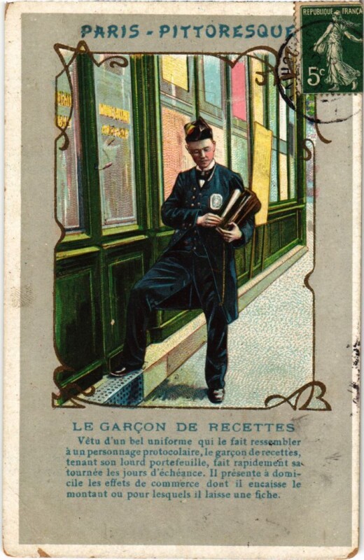Carte postale ancienne Paris Petits Metiers le garcon de recette