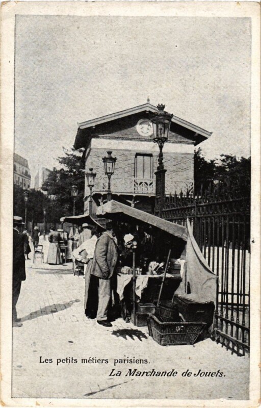 Carte postale ancienne Les petits métiers parisiens - La Marchande de Jouets à Paris 19e