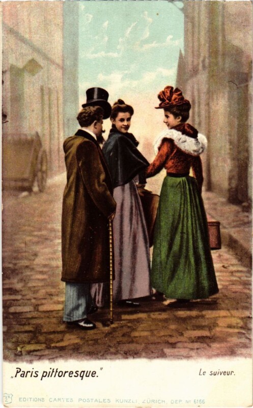 Carte postale ancienne Paris pittoresque - Le suiveur