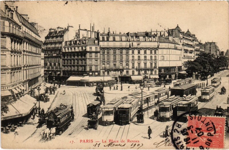 Carte postale ancienne La Place de Rennes à Paris 15e