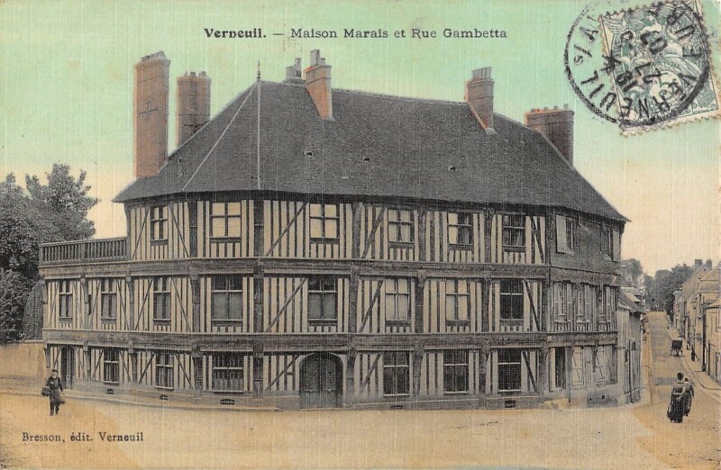 Carte postale ancienne Verneuil Maison Marais Et Rue Gambetta