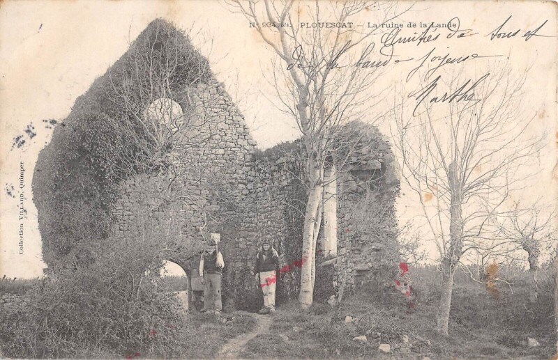 Carte postale ancienne Plouescat La Ruine De La Lande à Plouescat