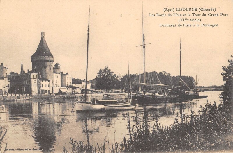 Carte postale ancienne Libourne Les Bords De L'Isle Grand Pont à Libourne