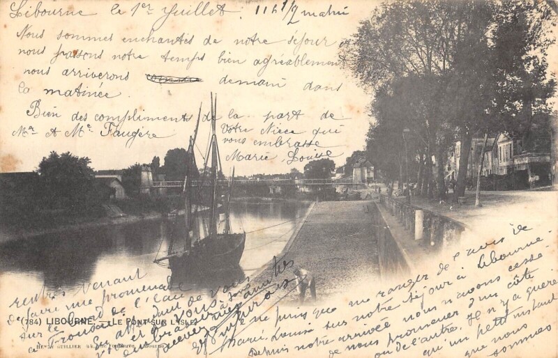 Carte postale ancienne Libourne Le Pont Sur L'Isle à Libourne