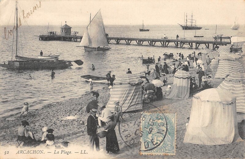 Carte postale ancienne Arcachon La Plage à Arcachon