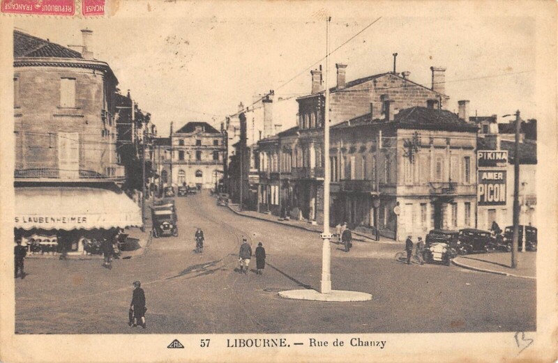 Carte postale ancienne Libourne Rue De Chanzy à Libourne