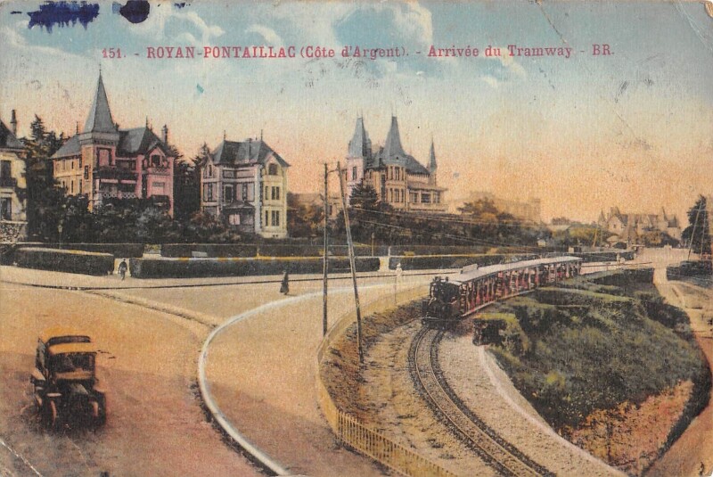 Carte postale ancienne Royan Pontaillac Arrivee Du Tramway à Royan