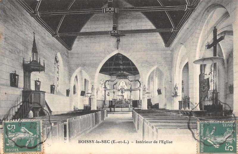 Carte postale ancienne Boissy Le Sec Interieur De L'Eglise