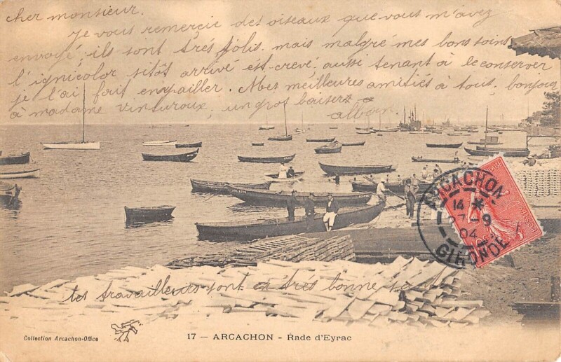 Carte postale ancienne Arcachon Rade D'Eyrac à Arcachon