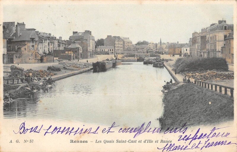 Carte postale ancienne Rennes Les Quais Saint Cast Et D'Ille Et Rance à Rennes