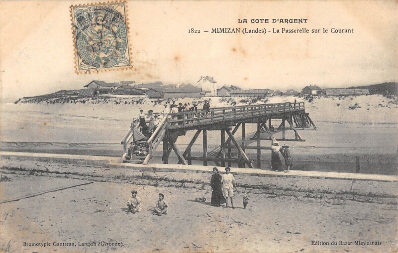 Carte postale ancienne Mimizan La Passerelle Sur Le Courant à Mimizan