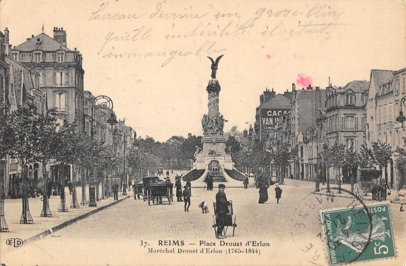 Carte postale ancienne Reims Place Drouet D'Erlon à Reims
