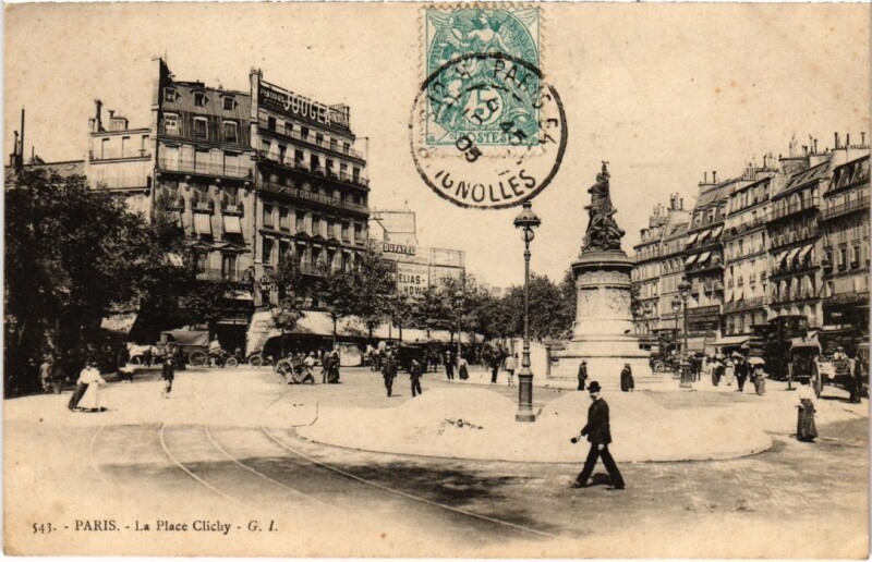 Carte postale ancienne Paris 9e Place clichy à Paris 9e