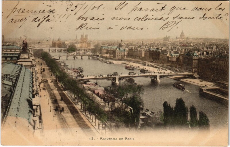 Carte postale ancienne Paris Panorama Seine River