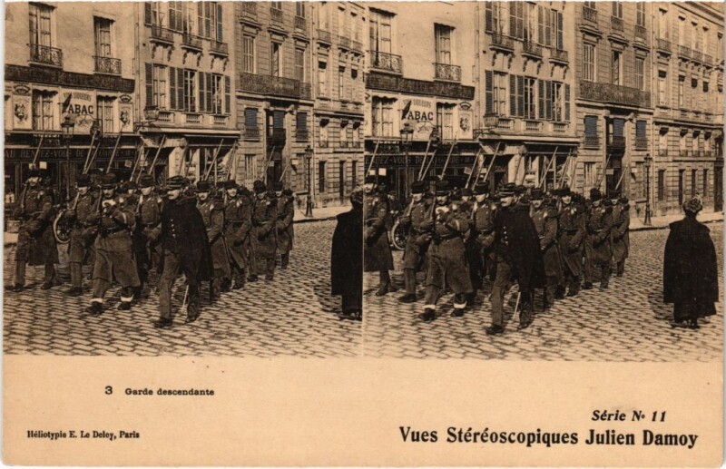 Carte postale ancienne Paris Vue Stereo Garde descendante