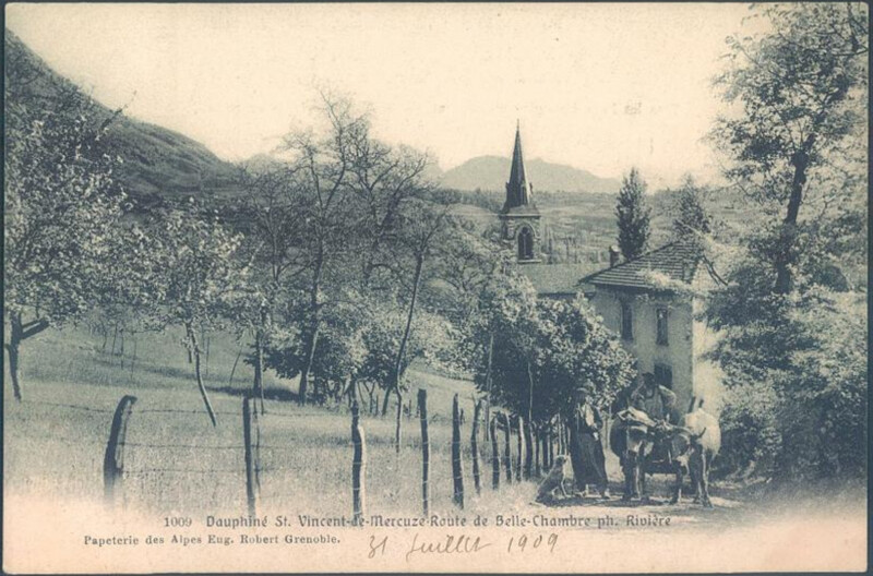 Carte postale ancienne Route de Belle-Chambre à Saint-Vincent-de-Mercuze