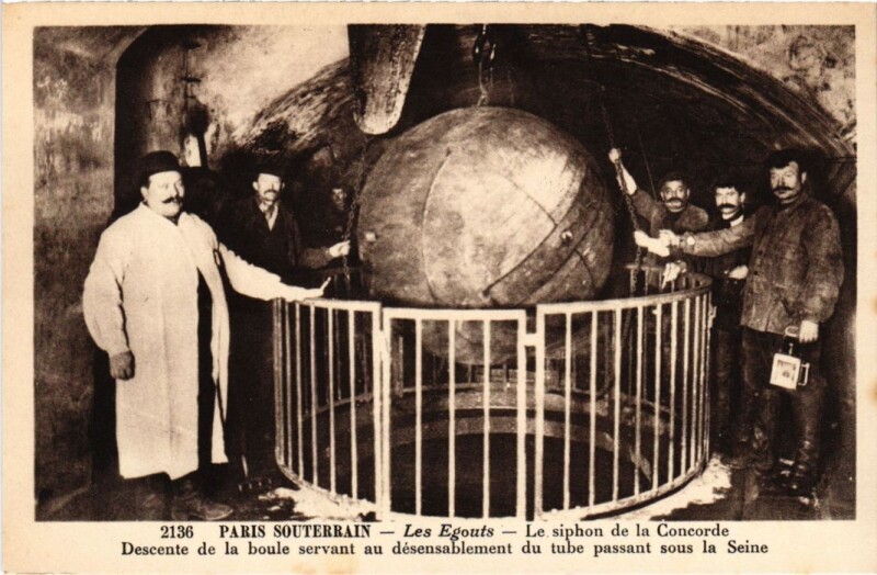 Carte postale ancienne Paris Souterrain Les Egouts Siphon de la Concorde