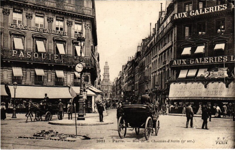 Carte postale ancienne Paris 9e Rue de la Chausse d'Antin F. Fleury à Paris 9e