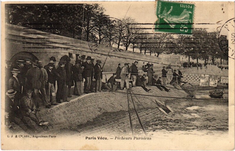 Carte postale ancienne Paris Vecu. Pecheurs parisiens