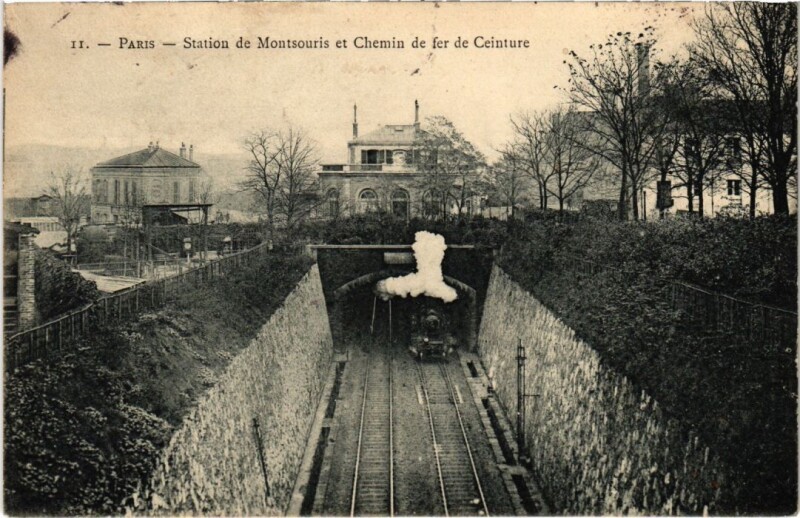 Carte postale ancienne Paris 14e Station Montsouris Chemin de fer de Ceinture P. Marmuse à Paris 14e