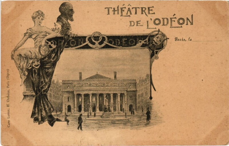 Carte postale ancienne Paris Theatre de l'Odeon Litho