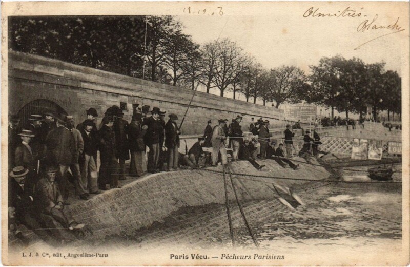 Carte postale ancienne Paris Vecu. Pecheurs parisiens