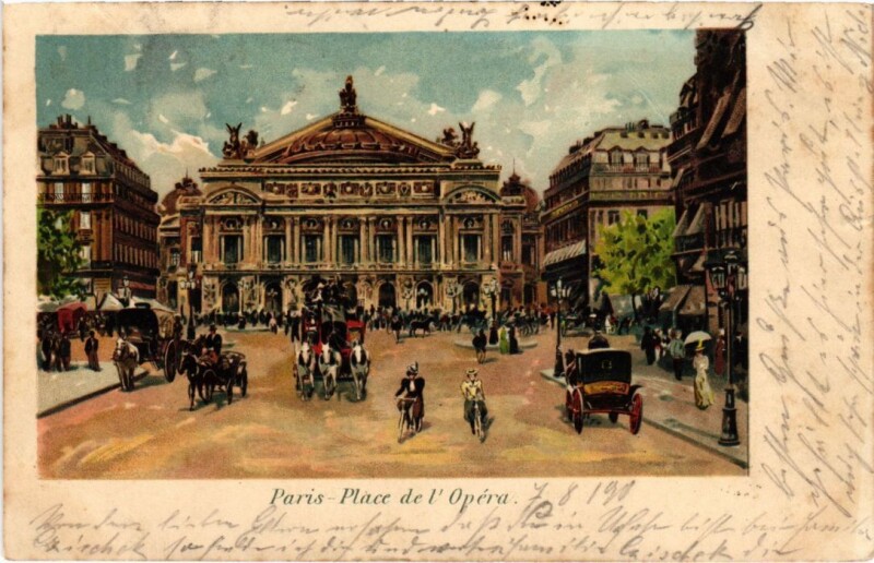 Carte postale ancienne Paris Place de l'Opera Litho