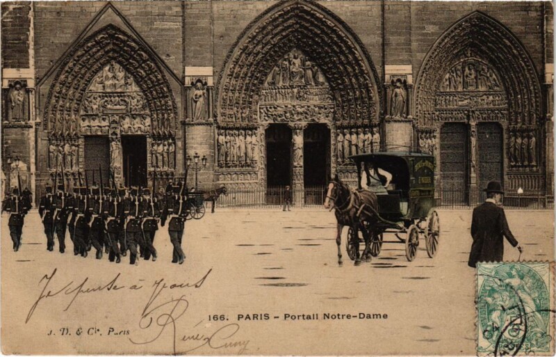 Carte postale ancienne Paris 4e Notre-Dame Portail à Paris 4e