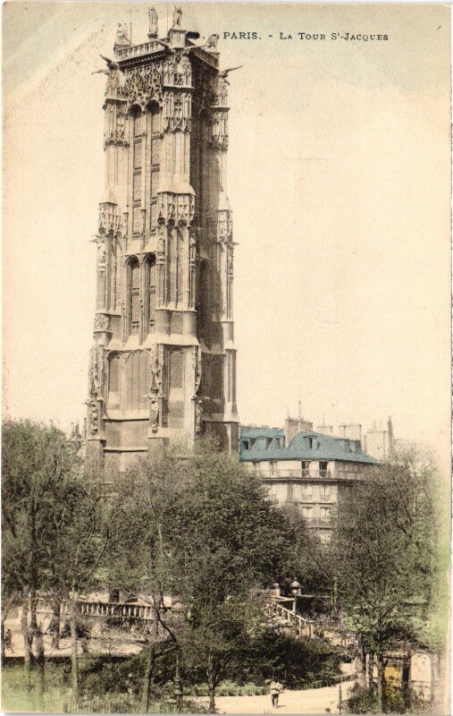 Carte postale ancienne Paris 4e Tour Saint-Jacques Tinted à Paris 4e