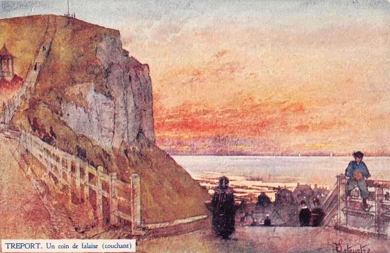 Carte postale ancienne Treport Un Coin De Falaise Couchant Cpa Illustrateur