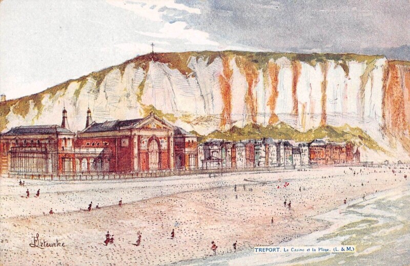 Carte postale ancienne Treport Casino Et La Plage Cpa Illustrateur