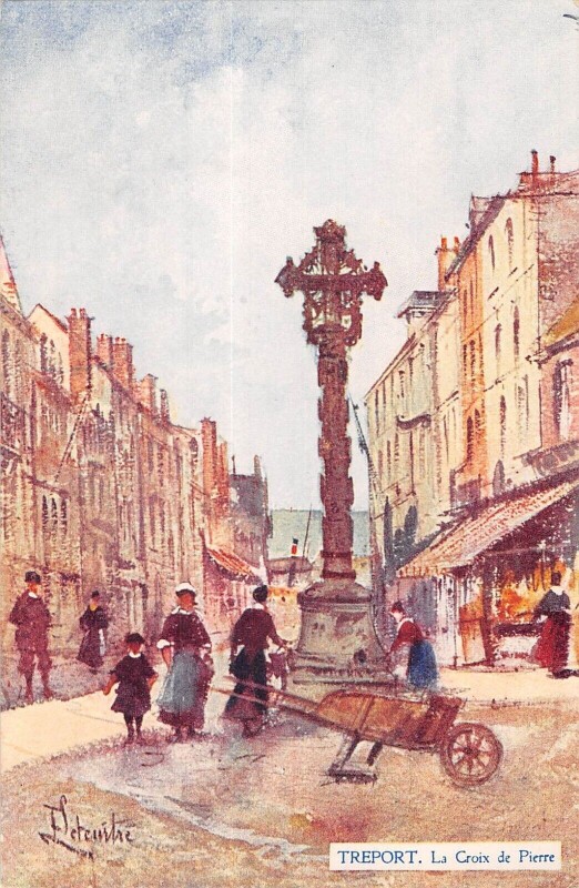 Carte postale ancienne Treport La Croix De Pierre Cpa Illustrateur