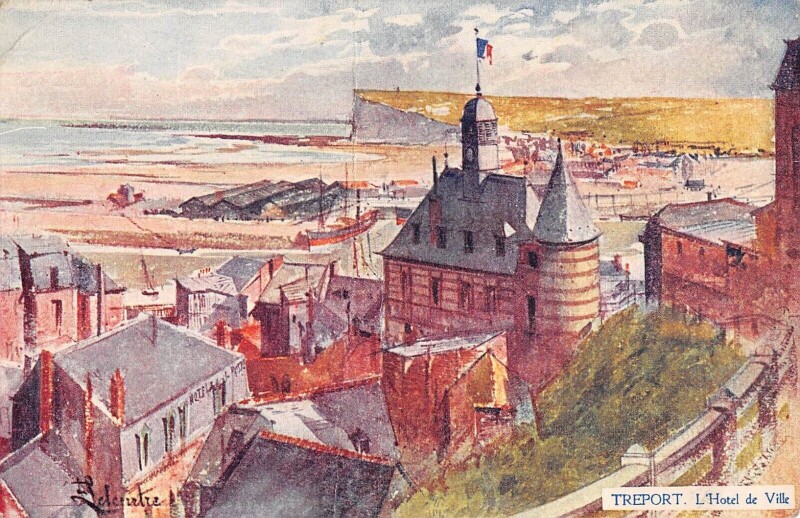 Carte postale ancienne Treport L'Hotel De Ville Cpa Illustrateur